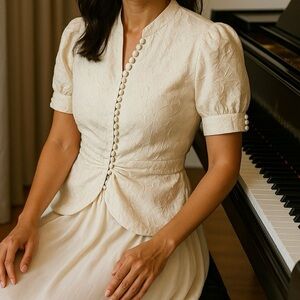 Elegant Cream Button-Up Women's Top